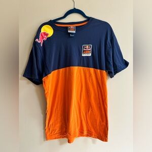 Red Bull KTM Factory Racing Tee Shirt, Motocross Color Block Blue & Orange Top